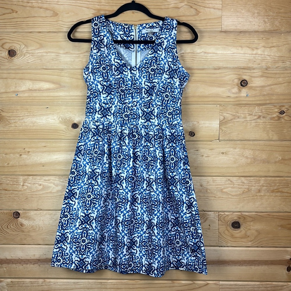 Milly For Design Nation Capri Italia Blue Fit & Flare Dress Womens Size 4